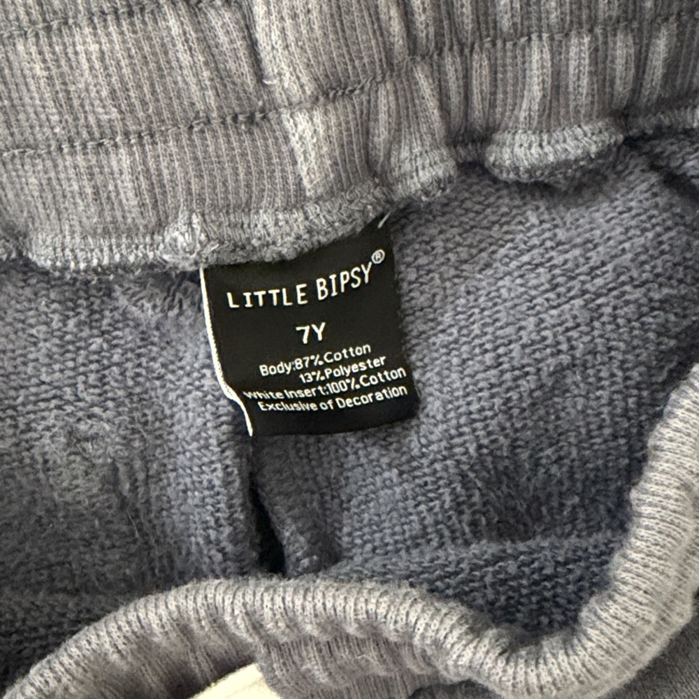 Little Bipsy Blue Crewneck Sweatshirt & Jogger Set with White and Black Stripes - Picture 6 of 7